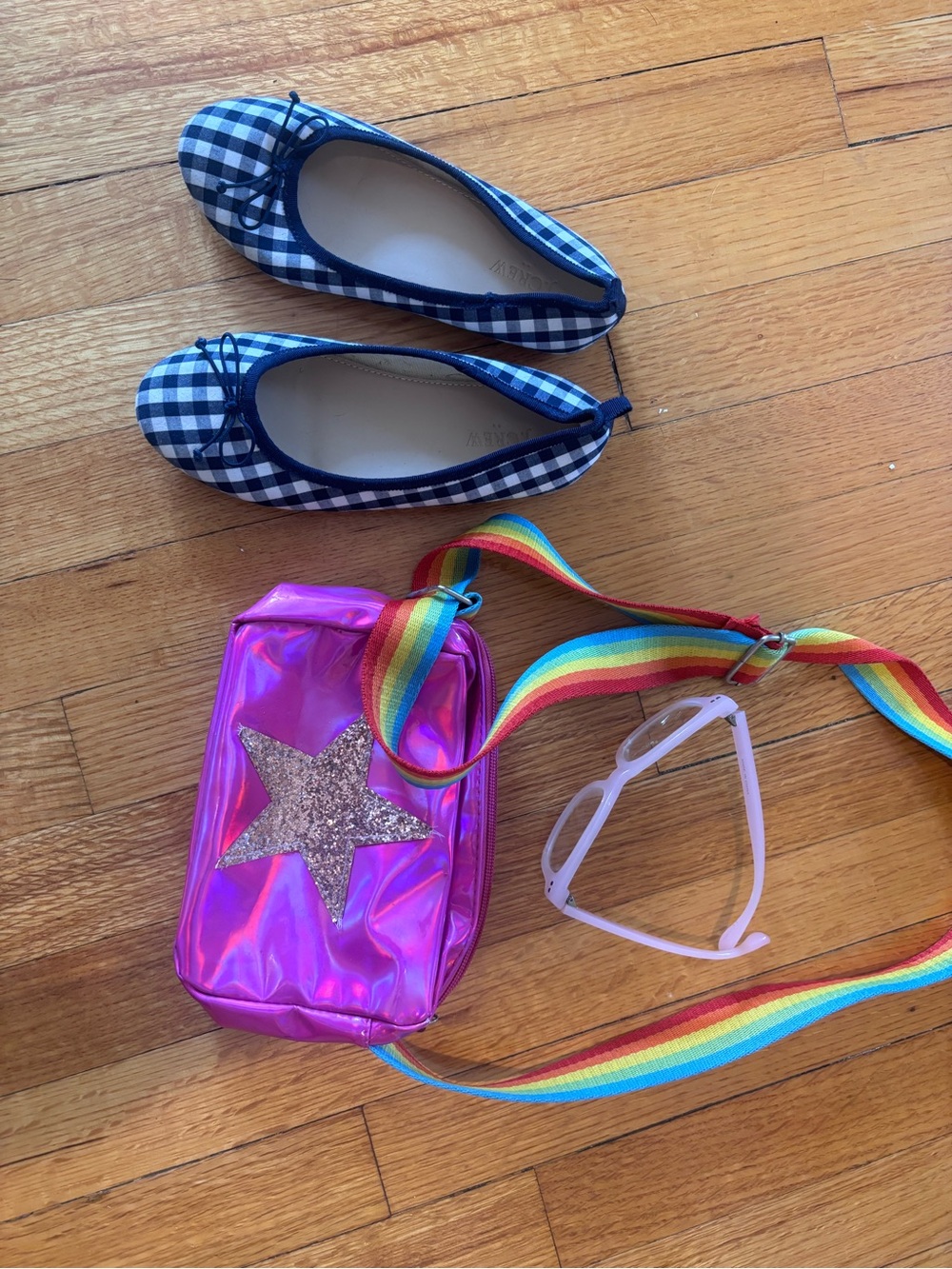 Girls Accessories Set - Gingham Flats, purse & glasses